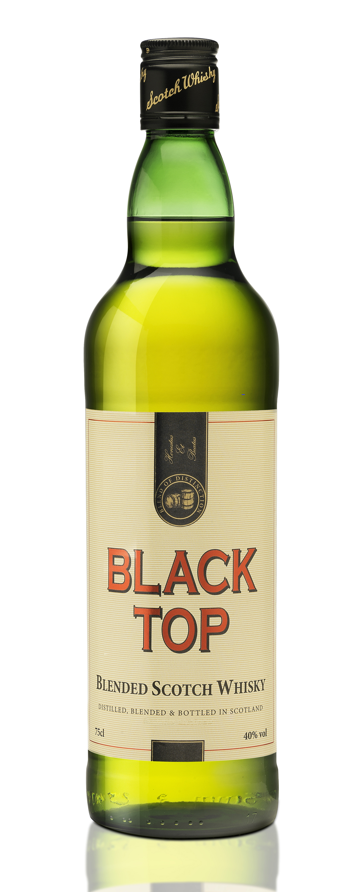 Black Top Blended Scotch Whisky aged in oak barrels in Scotland
